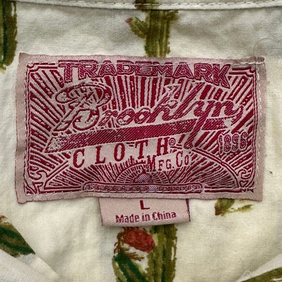 Brooklyn Cloth Shirt Mens Large Yellow Cactus Print 100% Cotton Retro Quirky - Picture 4 of 5